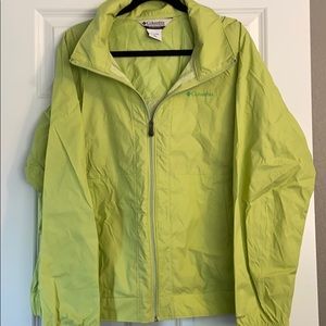 Lime green Columbia windbreaker